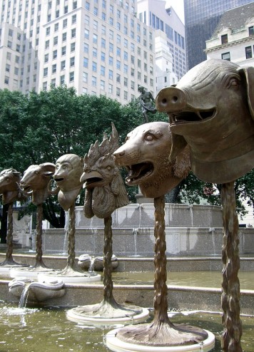 Ai Weiwei, Zodiac Heads, 2010, bronze, Installation in the Pulitzer Fountain, Grand Army Plaza, New York City, June 2011, Photo by Squish_E, Creative Commons Attribution License via Flickr.