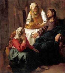 Jan Vermeer, Christ in the House of Mary and Martha, 1654-1655, oil on canvas, 62.4” x 55.7”, National Galleries of Scotland, Edinburgh, Public Domain via Wikimedia Commons.  