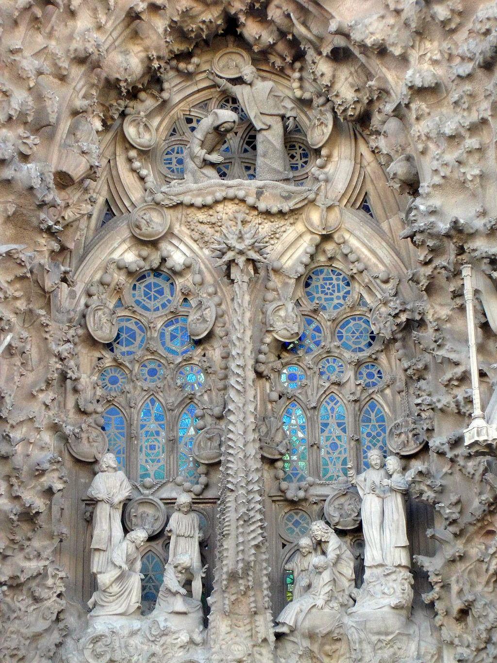 Antoni Gaudí, Detail of the Nativity Façade (east façade), 1894-1930 ...