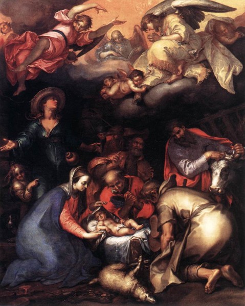 Abraham Bloemaert, The Adoration of the Shepherds, 1612, 113" x 90.2", The Louvre Museum, Paris, Public Domain via Wikimedia Commons.
