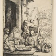 Rembrandt van Rijn, Abraham Entertaining the Angels, 1656, etching and drypoint, 6 ½” x 5 ½”, Image via Wikiart, artwork in the Public Domain.