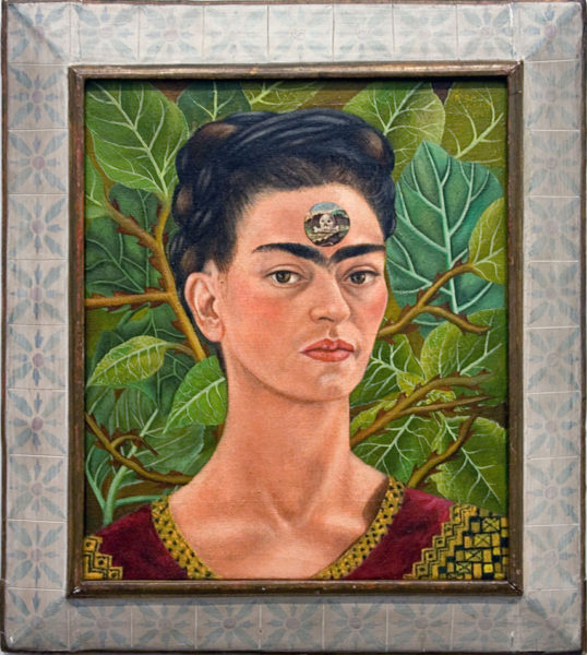 Frida Kahlo, Thinking About Death, 1943, oil on canvas, 17.5" x 14.5", Private Collection, Mexico City, Photo by Matthew Kirkland via Flickr, Creative Commons Attribution-NonCommercial 2.0 Generic License.