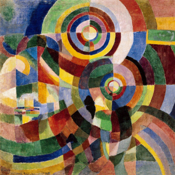 Sonia Delaunay, Prismes électriques (Electric Prisms), 1914, oil on canvas, 98.4” x 98.4”, Musée National d'Art Moderne, Centre Pompidou, Paris, Public Domain via Google Images.