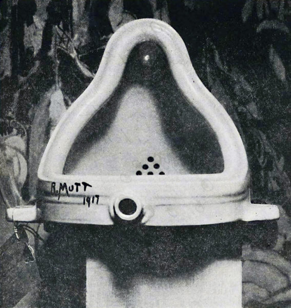 Alfred Stieglitz, Photograph of Marcel Duchamp’s Fountain, 1917, Image in the Public Domain via Wikipedia.