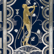 Paul Fehér, Muse with Violin Screen (detail), 1930, wrought iron, brass; silver and gold plating, The Cleveland Museum of Art, on Loan from the Rose Iron Works Collections.