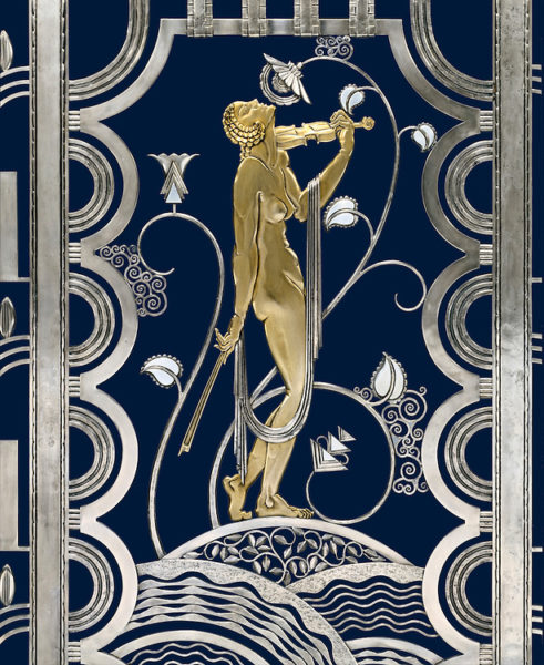 Paul Fehér, Muse with Violin Screen (detail), 1930, wrought iron, brass; silver and gold plating, The Cleveland Museum of Art, on Loan from the Rose Iron Works Collections.