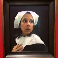 Nina Katchadourian, Photograph from “Lavatory Self-Portraits in the Flemish Style,” from Seat Assignments, 2010 and ongoing, Photo by Sally Coleman.
