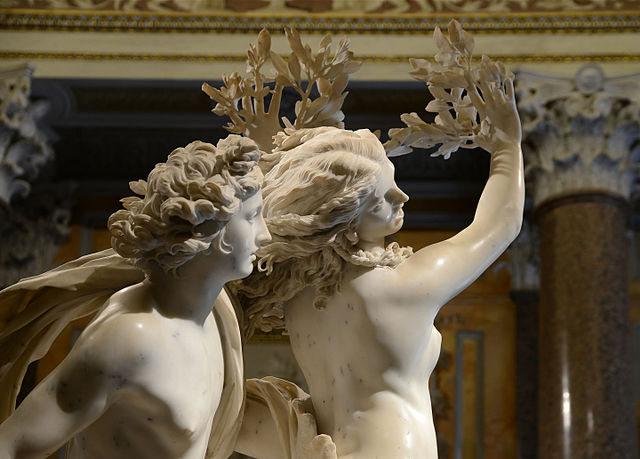 Gian Lorenzo Bernini, 1622-25, Apollo and Daphne, Marble, 93”, Galleria Borghese, Rome, Photo by By Alvesgaspar, CC BY-SA 4.0.