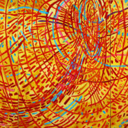 Mildred Thompson, Magnetic Fields, 1991, oil on canvas, triptych, 70 1/2 x 150 inches. Courtesy of the Mildred Thompson Estate, Atlanta, Georgia art and photo © The Mildred Thompson Estate, Atlanta, Georgia.