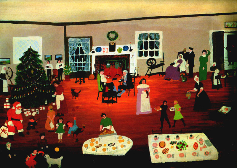 Grandma Moses, Christmas at Home, early 20th century, Photo via Wikiart.com