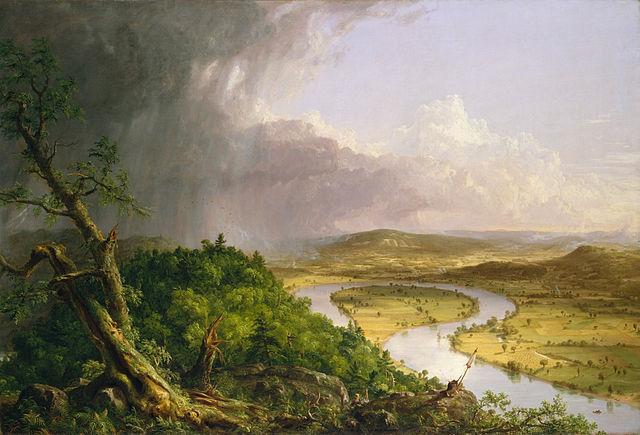 Thomas Cole, The Oxbow (The Connecticut River near Northampton), 1836, Oil on canvas, 51½" x 76", The Metropolitan Museum of Art, New York, Artwork in the Public Domain.