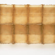 Eva Hesse, Sans II, 1968, fiberglass and polyester resin, 38" x 86"x 6 1/8", SFMOMA, San Francisco, CA