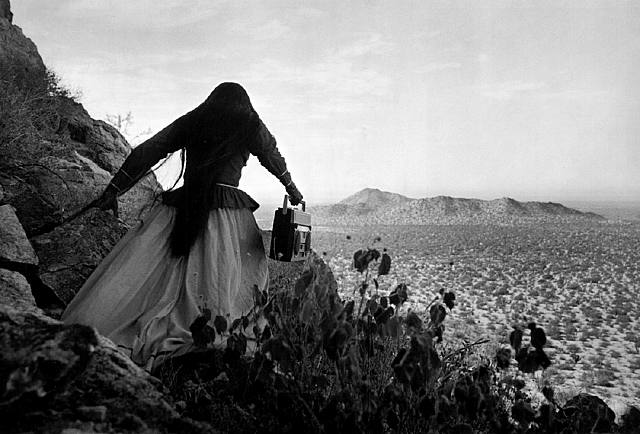 Graciela Iturbide, Mujer Ángel, Desierto de Sonora, México (Angel Woman, Sonora Desert, Mexico), 1979, Photograph from The New York Times.