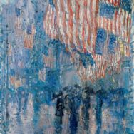 Childe Hassam, Avenue in the Rain, 1917, Oil on canvas, 42” x 22”, The White House Collection, Washington, DC.