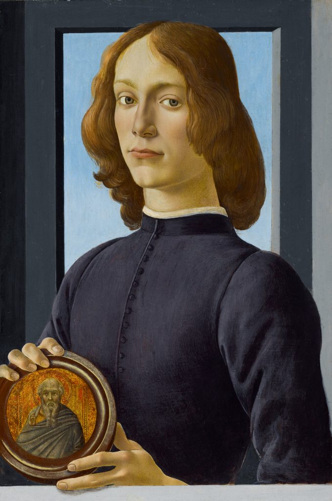 Sandro Botticelli, Portrait of a Young Man Holding a Roundel, c. 1480, oil on panel, photo by Sotheby’s.